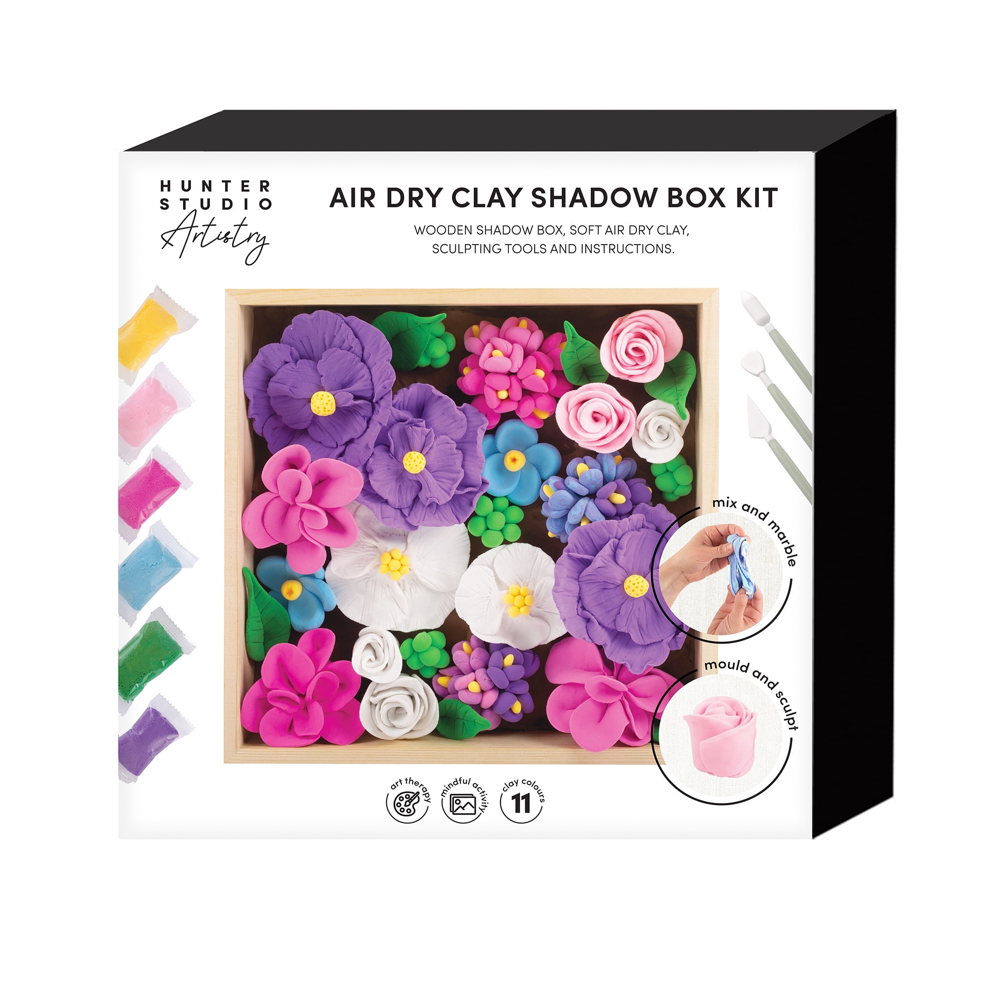 Air Dry Clay Shadow Box Kit - Floral