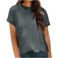 thumbnail image 4 of Timegard Tops for Women Summer Ribbed Crewneck Short Sleeve Basic Tee Casual Loose Shirts Tops blouse, 4 of 7