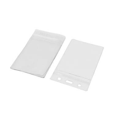 Unique Bargains Porte-Badges pour Cartes d'Identité Verticales en Plastique Transparent à Fermeture Éclair, Lot de 5