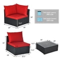 thumbnail image 2 of Patiojoy 7-Piece Patio PE Rattan Sectional Sofa Furniture Set Wicker Sofa Conversation Set Red, 2 of 7