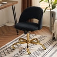 thumbnail image 1 of Ktaxon Office Desk Chair Adjustable Flannel Computer Task Chair Small Rolling Vanity Stool with Wheels for Study Make-up Dressing Black, 1 of 7
