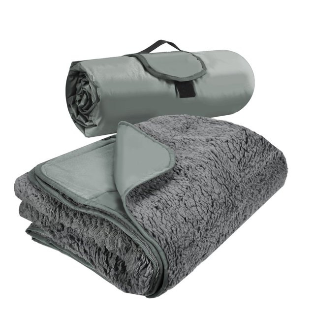 Fleece Stadium Waterproof Stadium Blanket 51”x 59” Red-Black Plaid