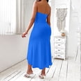 thumbnail image 4 of XDZJLR Women Dresses Solid Color Strapless Slim Irregular Hem Leisure Dress, 4 of 6