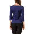 thumbnail image 3 of INSPIRE CHIC Women's Work Boat Neck 3/4 Sleeve Stretchy Knit Blouse, 3 of 6