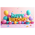 thumbnail image 3 of Colorful Happy Birthday Banner with Balloons Cupcakes and Cakes Decors Background Backdrop for Birthday Party Photography Props Celebrations Decorations, 3 of 4