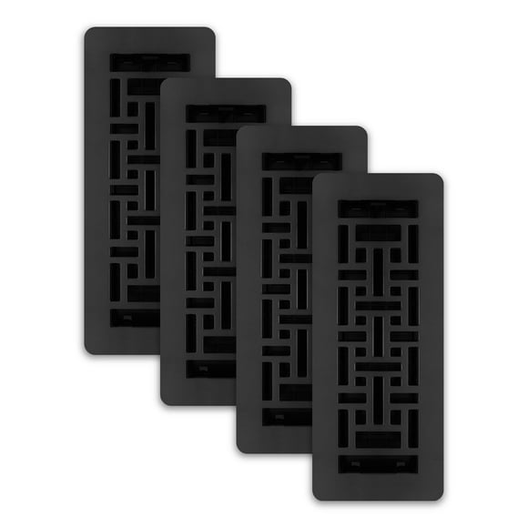 Decor Grates (4-Pack) LAJH310-BLK Oriental Low Profile Floor Register, 3x10 Inches, Textured Black Finish