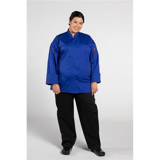 Uncommon Threads 0706-8203 Manteau de Chef Unisexe Pulse & 44; Royal Profond - Moyen