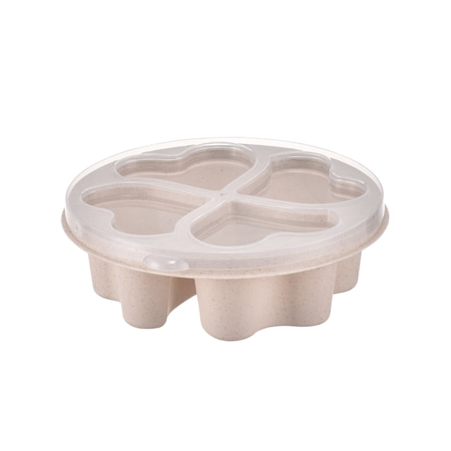 Aesthetic Lunch Box Heart Shaped Fruit Snack Candy Box, Straw Lunch Box, Four Compartment Tea Box, Transparent Lid Cross-Border Snack Box Box with Lid