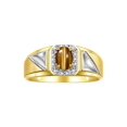 thumbnail image 1 of RYLOS Men's Rings Yellow Gold Plated Silver Classic 7X5MM Oval Gemstone & Diamond Ring Tiger Eye November Birthstone Rings For Men Size 11, 1 of 7