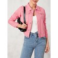 thumbnail image 3 of SUNSIOM Veste en Jean pour Femmes, Basique, Boutonnée, avec Poches Poitrine, Extensible, Ajustée, Manches Longues, 3 of 9