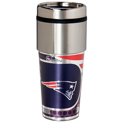New England Patriots Gobelet de Voyage en Acier Inoxydable 16 oz, Graphiques Métalliques