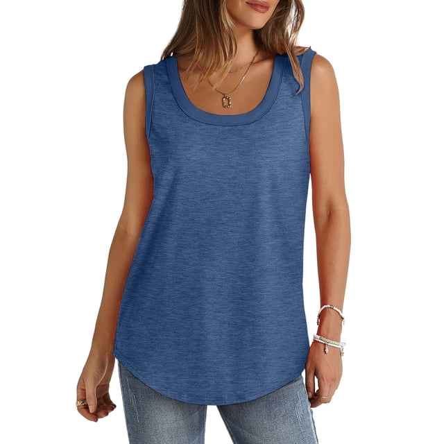 AherBiu Camisole pour Femmes Été Sans Manches Col Rond Décontractée Ample Couleur Unie Basique Camis T-Shirts