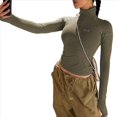 thumbnail image 2 of Women's Sports Jackets Yoga Jackets with Zippers Short Sports Slim Tops Green M, 2 of 7