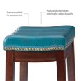 thumbnail image 4 of Linon Claridge Wood 3 Piece Counter Dining Set Blue Faux Leather in Brown Stain, 4 of 10