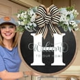 thumbnail image 2 of Funny Welcome Sign Round Outdoor Indoor Spring Wreath Farmhouse Porch Wood Decoration Housewarming Home Wall, 2 of 8