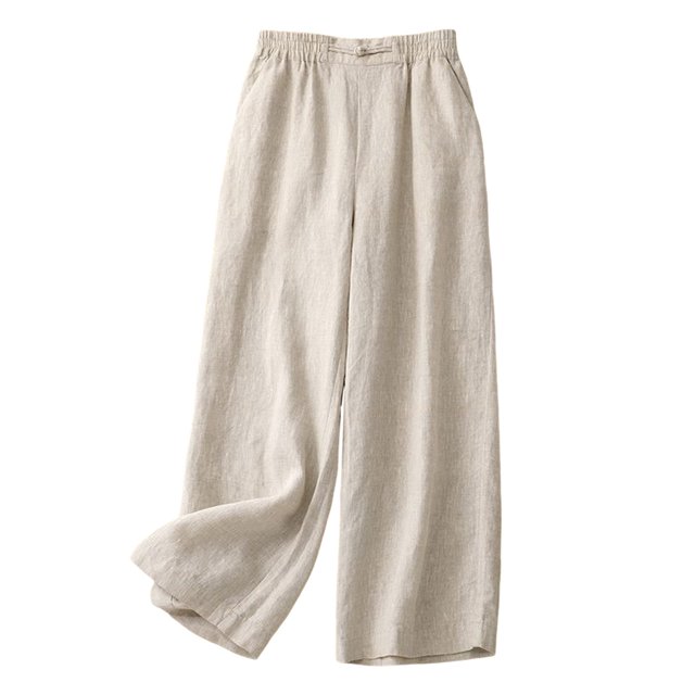 Trousers High Waisted Nine - Point Loose Inset Hot Pants - Women's Casual Pants, Polyester Blend, Spring - Autumn Wear, Sizes