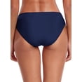 thumbnail image 4 of Ocean Blues Women's Full Coverage Bikini Bottom Mid Rise Ruched Sides Swim Bottoms Navy Blue Size Medium, 4 of 7