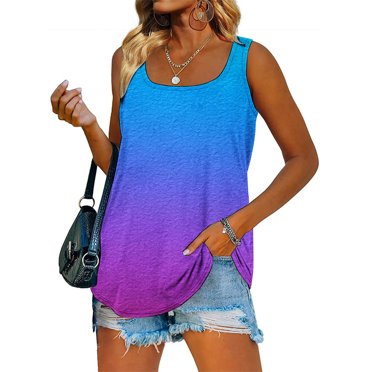 LSLJS Womens Crew Neck Tank Tops Fashion Woman Round Neck Sleeveless Blouse T-Shirt Printing Loose Tops Blouse