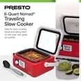 thumbnail image 2 of Presto 06011 6 Qt Nomad Portable Electric Slow Cooker with Locking Lid, Red, 2 of 12