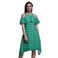 thumbnail image 1 of Bimba Robe Droite à Épaules Dénudées pour Femmes, Style Chic, Imprimé Géométrique Vert, Tunique d'Été - XXX-Large, 1 of 1