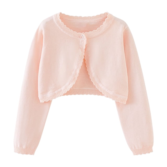 Dagugfen Toddler Baby Girls Clothes Cardigan Button Ruffle Comfy Casual Sweet Solid Color Cropped Jackets 1.5-14 Years