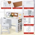 thumbnail image 4 of Kids Study Desk and Chair Set, Wooden School Learning Table with Storage, Hutch and Bulletin Board, Children Computer Desk with Chair, Small Toddler Desk for Home, School, White, 4 of 7