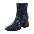 thumbnail image 2 of Cameland Large Women's Punk High Heel Rectangle Toe Thick Heel Zipper Contrast Mart Short Boots, 2 of 4