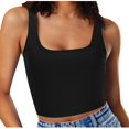thumbnail image 2 of Timegard Womens Camis Tops Ribbed Square Neck Sleeveless Crop Top Solid Color Casual Going out Tank Top, 2 of 6