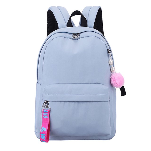 Girl School Backpack Lightweight School Bag Student Backpack with Pompom Pendant