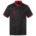 thumbnail image 4 of Nokdvo Chef Uniforms Men Trendy Button Breathable Short Sleeve Jackets Spring Summer Baggy Uniform with Pockets,Black L, 4 of 4
