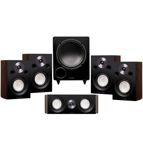 Fluance Reference Compact Surround Sound Home Theater 5.1 Channel Speaker System including 2-Way Bookshelf, Center Channel, Rear Surround Speakers and DB10 Subwoofer - Natural Walnut (X851WC)
