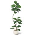 thumbnail image 4 of 4.9ft Artificial Rubber Tree with Off White Sphere Resin Planter & Stone,Indoor Artificial Tree Tall Plant Fake Tree,Faux Fiddle Leaf Fig Tree for Home Decor, 4 of 6