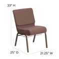 thumbnail image 2 of HERCULES Series 21''W Church Chair in Plum Fabric with Cup Book Rack - Gold Vein Frame, 2 of 9