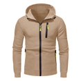 thumbnail image 2 of MesaSe Mens Hooded Sweater Coat With Solid Color Zipper Pocket In Autumn And Winter, 2 of 5