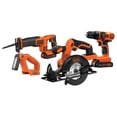 thumbnail image 1 of BLACK+DECKER 20V MAX* 4 Tool Combo Kit: Drill/Driver, Circular Saw, Reciprocating Saw and Work Light, 1 of 8