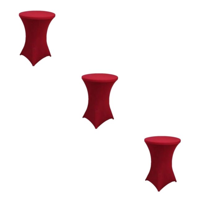 Decodeary Easy Care Elastic Cocktail Table Set High Foot Bar Cover Stain-resistant Hotel Wedding Party Table Cover Polyester red 3Set