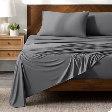 Bare Home Ultra-Soft Stretchy Sheet Set - Premium 1800 Collection - Deep Pockets - 4 Piece - King, Gray
