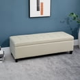 thumbnail image 2 of HOMCOM Linen Fabric Wood Feet Entry Bench, Contemporary Home Decor Beige, 2 of 10