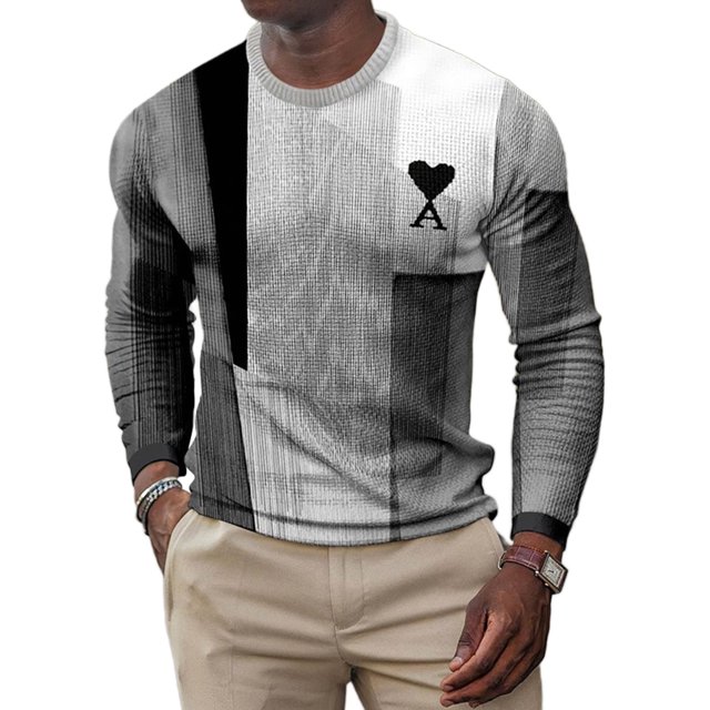 MAWCLOS T-Shirts à Col Rond pour Hommes, Mode, Imprimé Géométrique, Style de Travail, K L