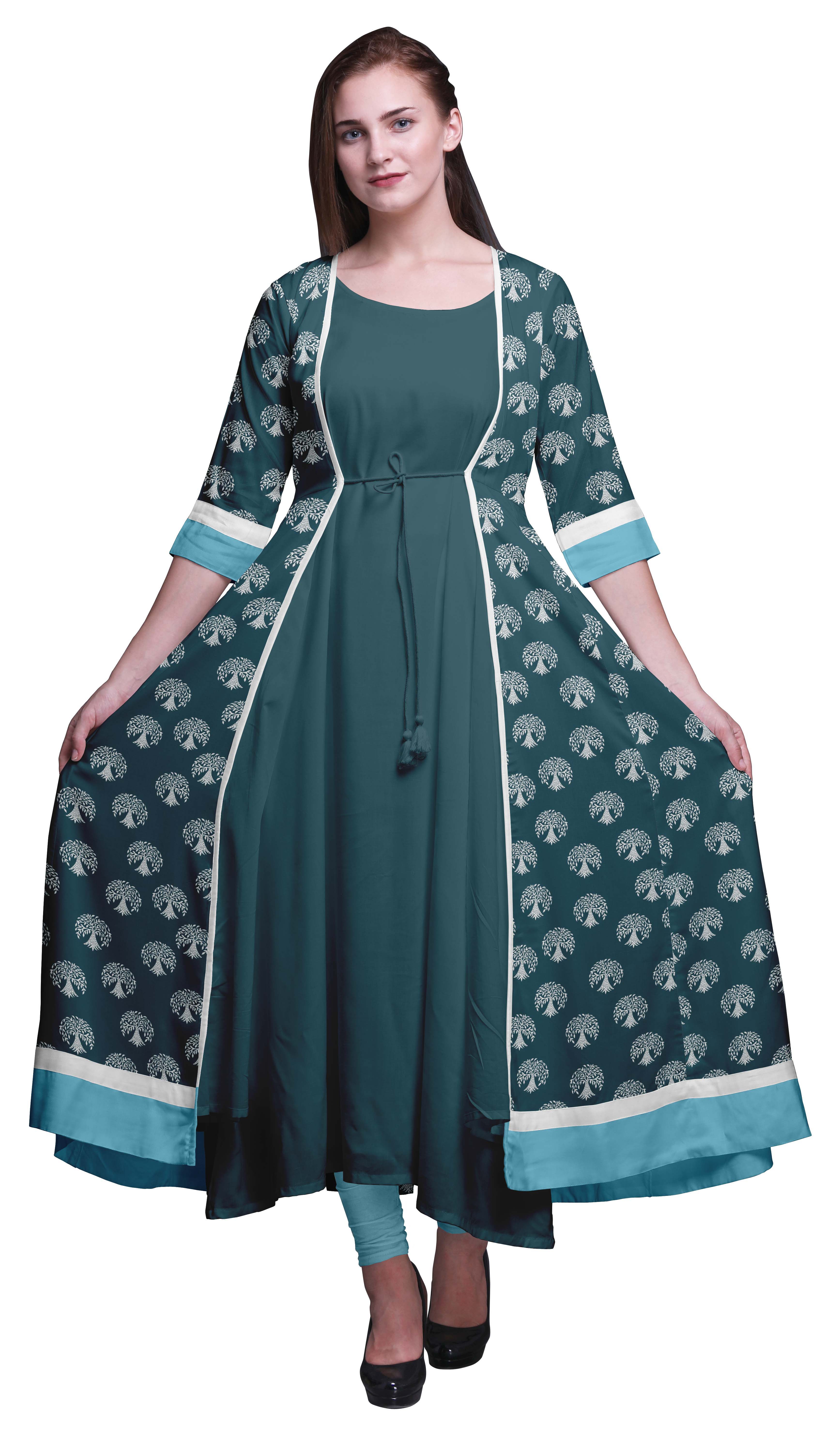Bimba Indian Women KurtisParty Wear Anarkali Kurta Printed Flared Ethnic Kurti
