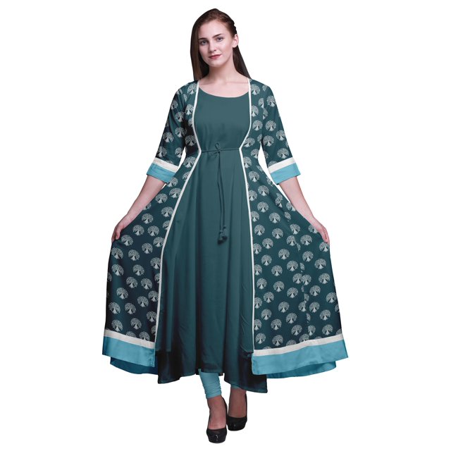 Bimba Kurtis Indiennes pour Femmes Tenue de Fête Anarkali Kurta Imprimée Évasée Kurti Ethnique