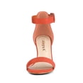 thumbnail image 2 of BLISSFUL STEP Women's Shoes Ankle Strap Block Heel Buckle Open Toe Sandals Orange 6, 2 of 8