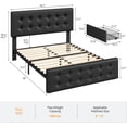 thumbnail image 2 of Full Size Bed Frame with 4 Storage Drawers and Headboard, Faux Leather Upholstered Platform Bed Frame with Wooden Slats Support, Button Tufted Design, No Box Spring Needed, Black, 2 of 9