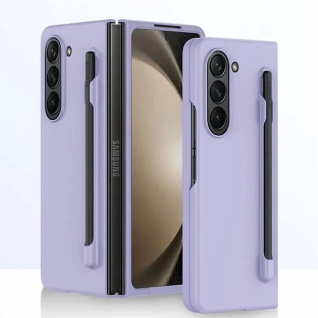 For Samsung Galaxy Z Fold 7 Slim Matte PC Shockproof Phone Case in purple, designed with a detachable S Pen slot at the bottom for secure storage. Crafted from rugged PC material, it provides hinge protection, wireless charging compatibility, and shockproof coverage for all-round protection. Perfectly fits the Galaxy Z Fold 7 with easy access to buttons and ports. The case showcases a light luxury business style with a skin-friendly touch, ideal for professional use.