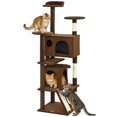 thumbnail image 1 of PawHut 54" Cat Tree Tower with Scratching Posts, Cat Condos, Light Brown, 1 of 10