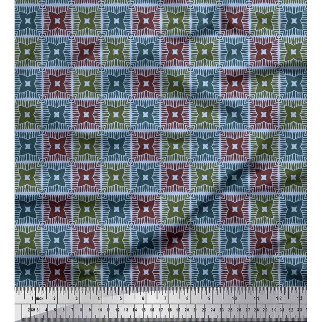 Soimoi Polyester Crepe Fabric Flower Artistic Printed Craft Fabric by The Yard 52 Inch Wide