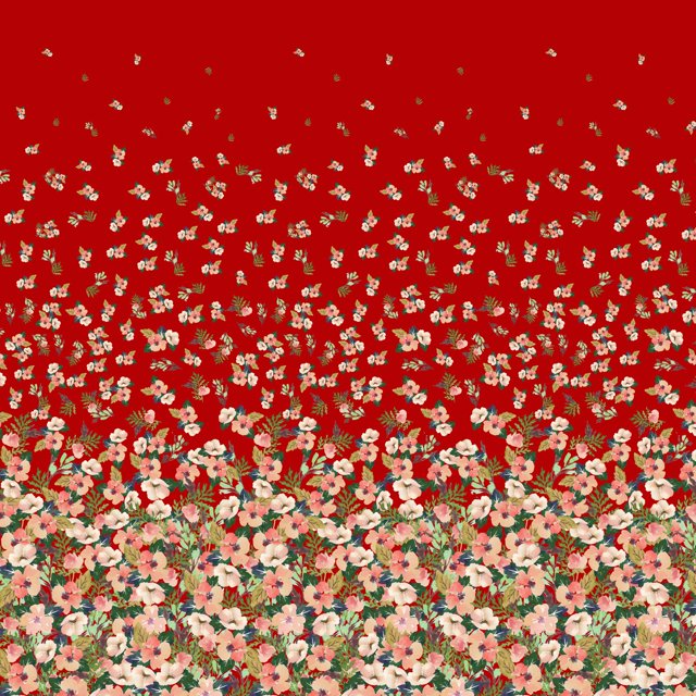 Soimoi Silk Fabric Leaves & Flower Panel Decor Fabric Printed Yard 42 Inch Wide