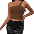 thumbnail image 1 of AherBiu Hauts de Sortie pour Femmes, Camisole Sans Manches à Épaules Dénudées, Ajustée, Moulante, Extensible, Hauts Courts, 1 of 7