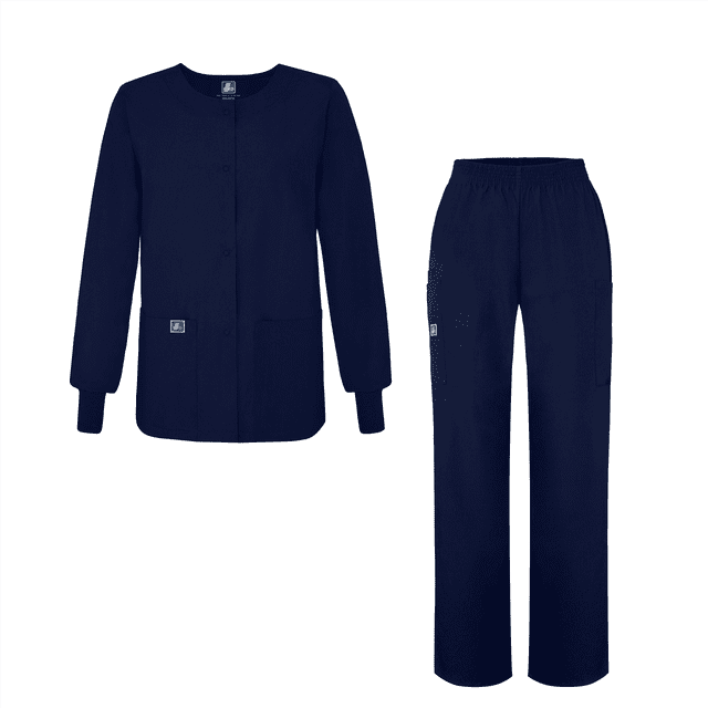 Adar Universal Women's Scrub Set - Warm-Up Scrub Jacket and Elastic Pull-On Pants