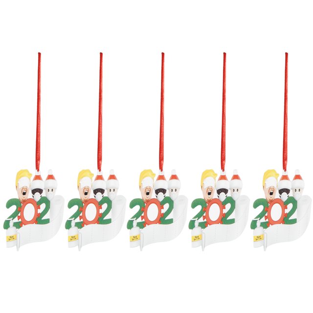 Holiday Decorations Christmas Tree Pendant, 5pcs With Ribbon Ring Christmas Ornament, Key DIY Home For Christmas Tree White+Black
